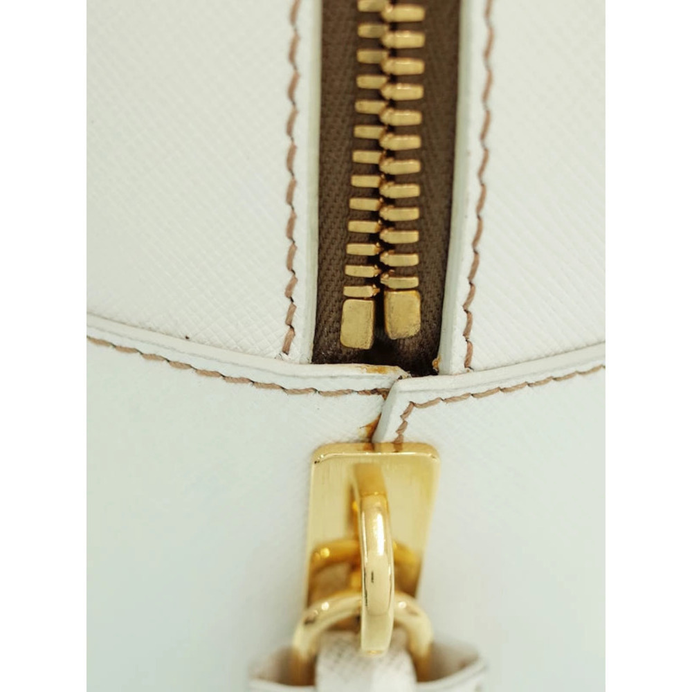 Prada Saffiano Leather Bauletto Bag White - Picture 9 of 9